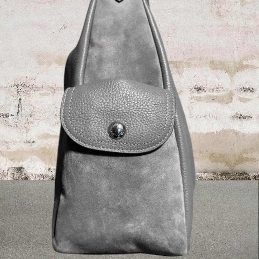 Coach C1522 Pennie Hobo Heather Gray Suede & Leather Convertible Shoulder Bag - Picture 7 of 9